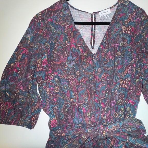 EVEREVE Ember Floral Brushed Cotton Jumpsuit Romper Cropped, Belted M - Picture 11 of 12